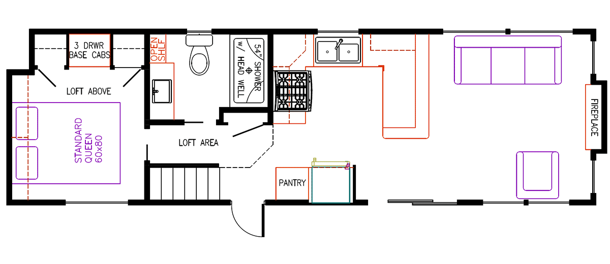 Elevation Park Model Company Floorplan 5-103, Loft Unit