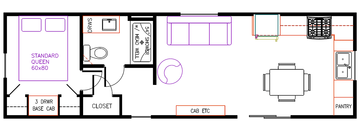 Elevation Park Model Company Floorplan 3-106 A