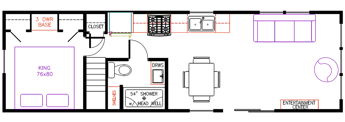 Elevation Park Model Company Floorplan 3-109 A